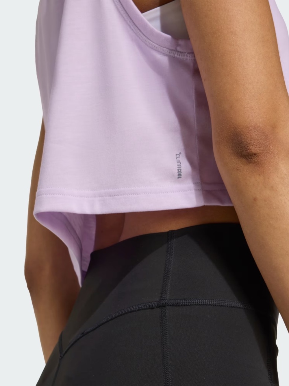 Adidas Cropped Training Essentials Boxy Workout Tank Top | Lilac Bliss - Picture 4 of 14